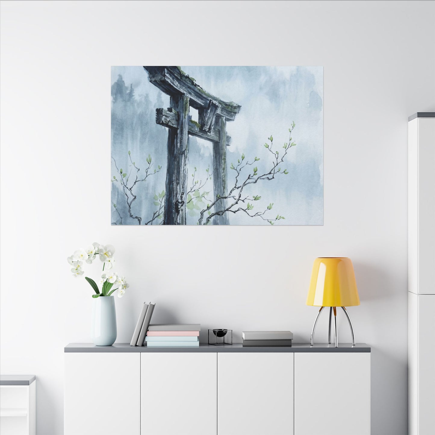 Torii Gate Canvas Art | Spring Zen Sumi E Art
