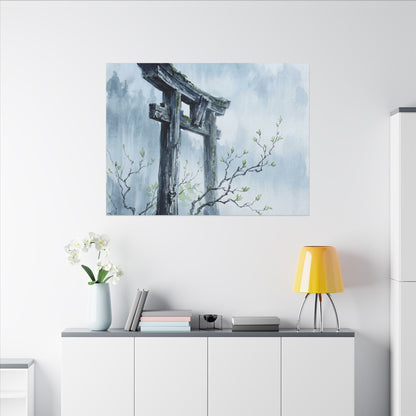 Torii Gate Canvas Art | Spring Zen Sumi E Art