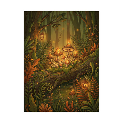 Summer Wild Mushrooms Forest Whimsy Wall Art Print | Nostalgic Decor