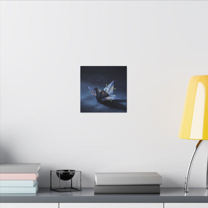 Kintsugi Paper Fold in Moonlight | Crackle Gold Canvas Art
