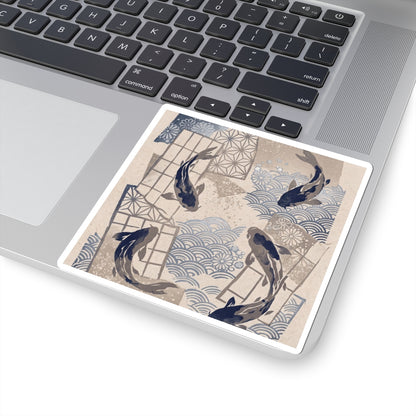 Koi Pond Sticker | Winter Japandi Japanese Pattern Art