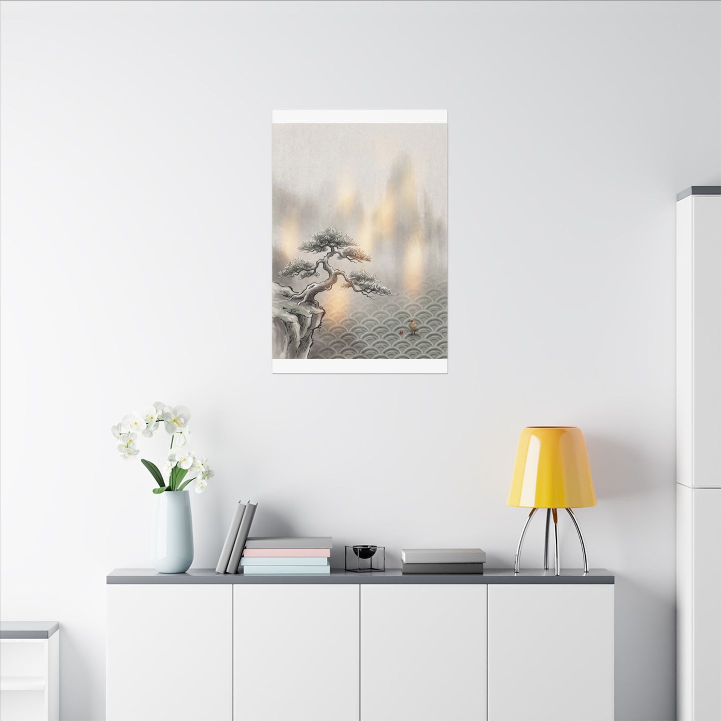 Pine Tree Canvas Art | Winter Japandi Japanese Pattern Art