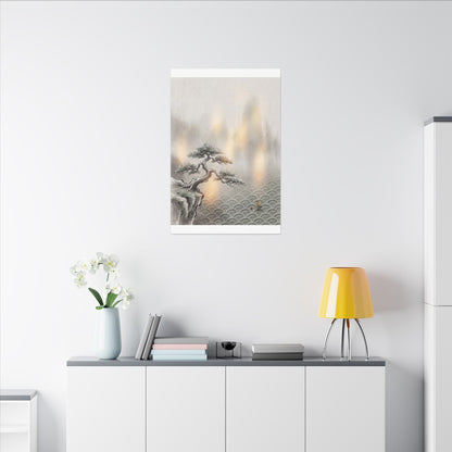 Pine Tree Canvas Art | Winter Japandi Japanese Pattern Art