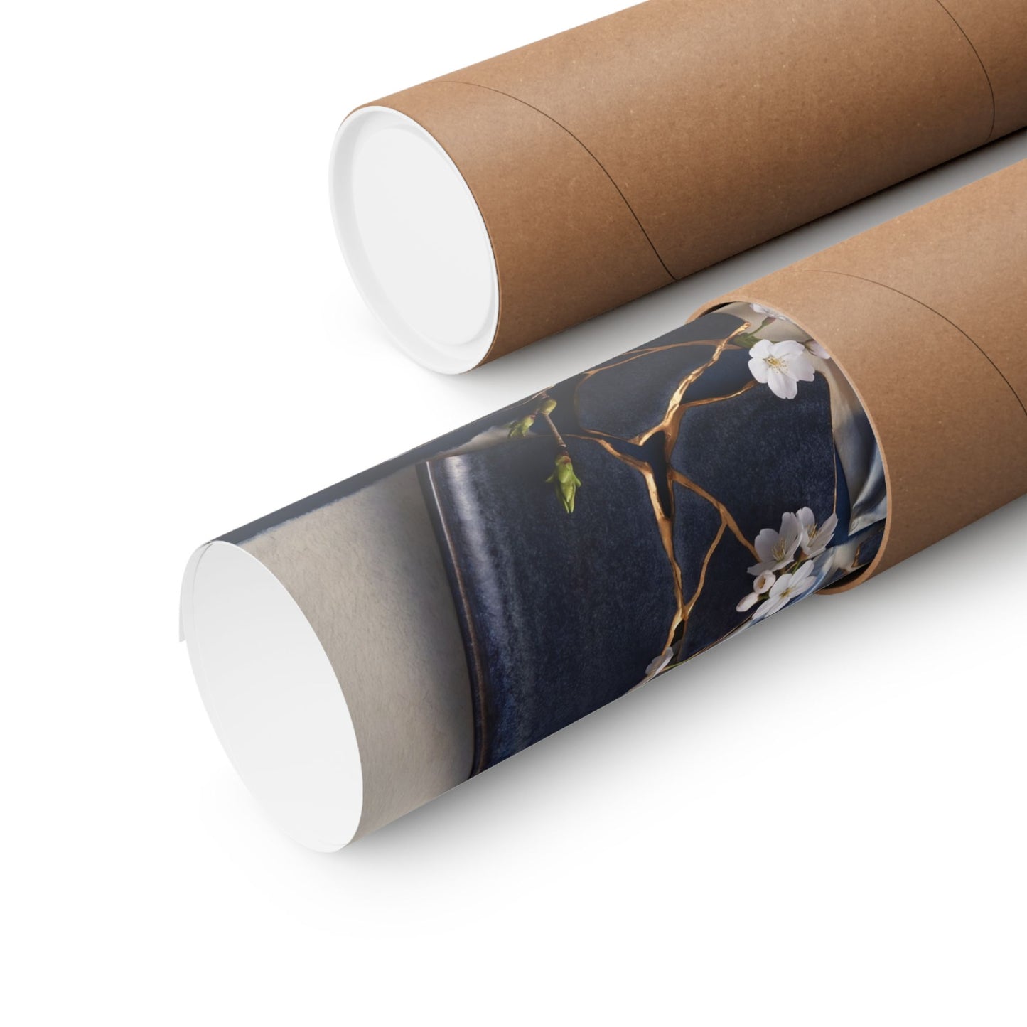 Kintsugi Paper Fold in Moonlight | Gold Repair Wall Art Print