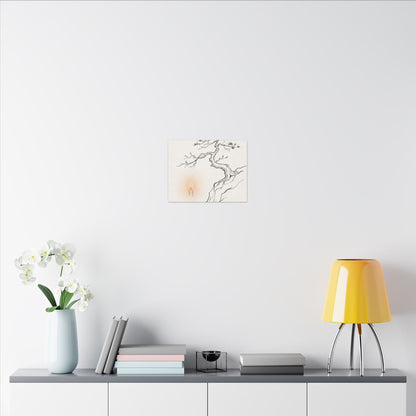Candlelight Pine Tree Canvas Art - Japandi Shibui