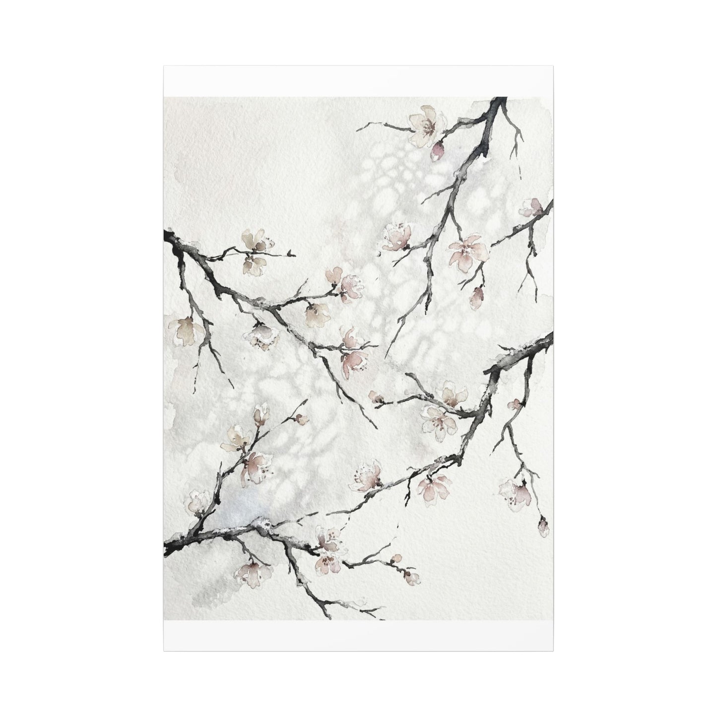 Cherry Blossom Canvas Art | Winter Japandi Watercolor Art