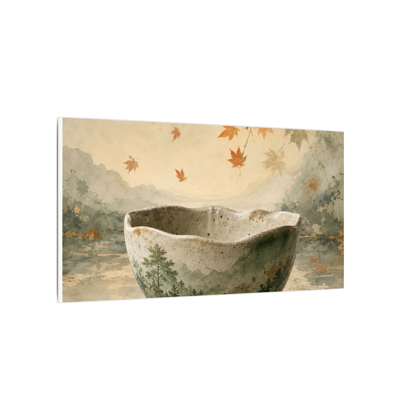 Autumn Ceramic Bowl Watercolor Canvas Art | Cozy Decor