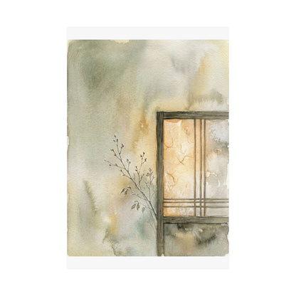 Shoji Screen Winter Wall Art Print | Japandi Earthy Design