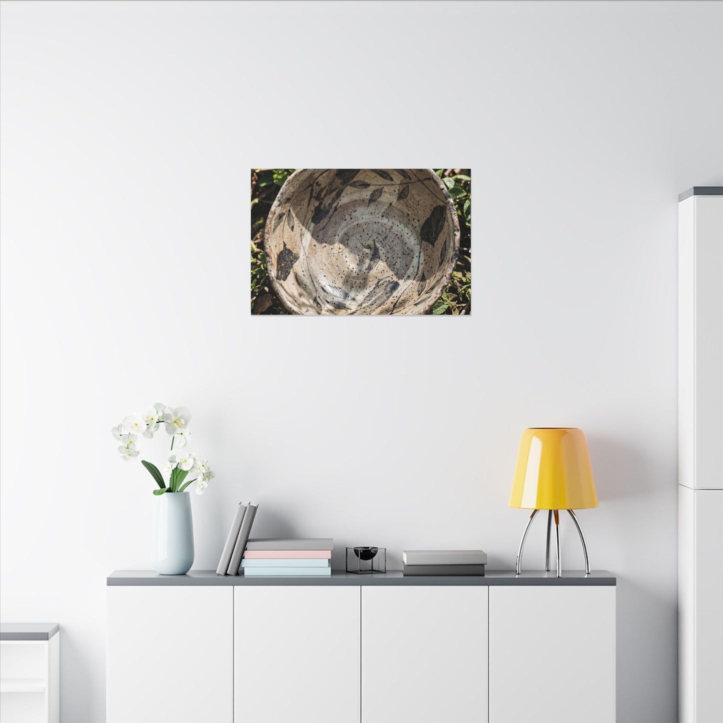 Elegant Ceramic Bowl Canvas Art - Japanese Pattern Japandi
