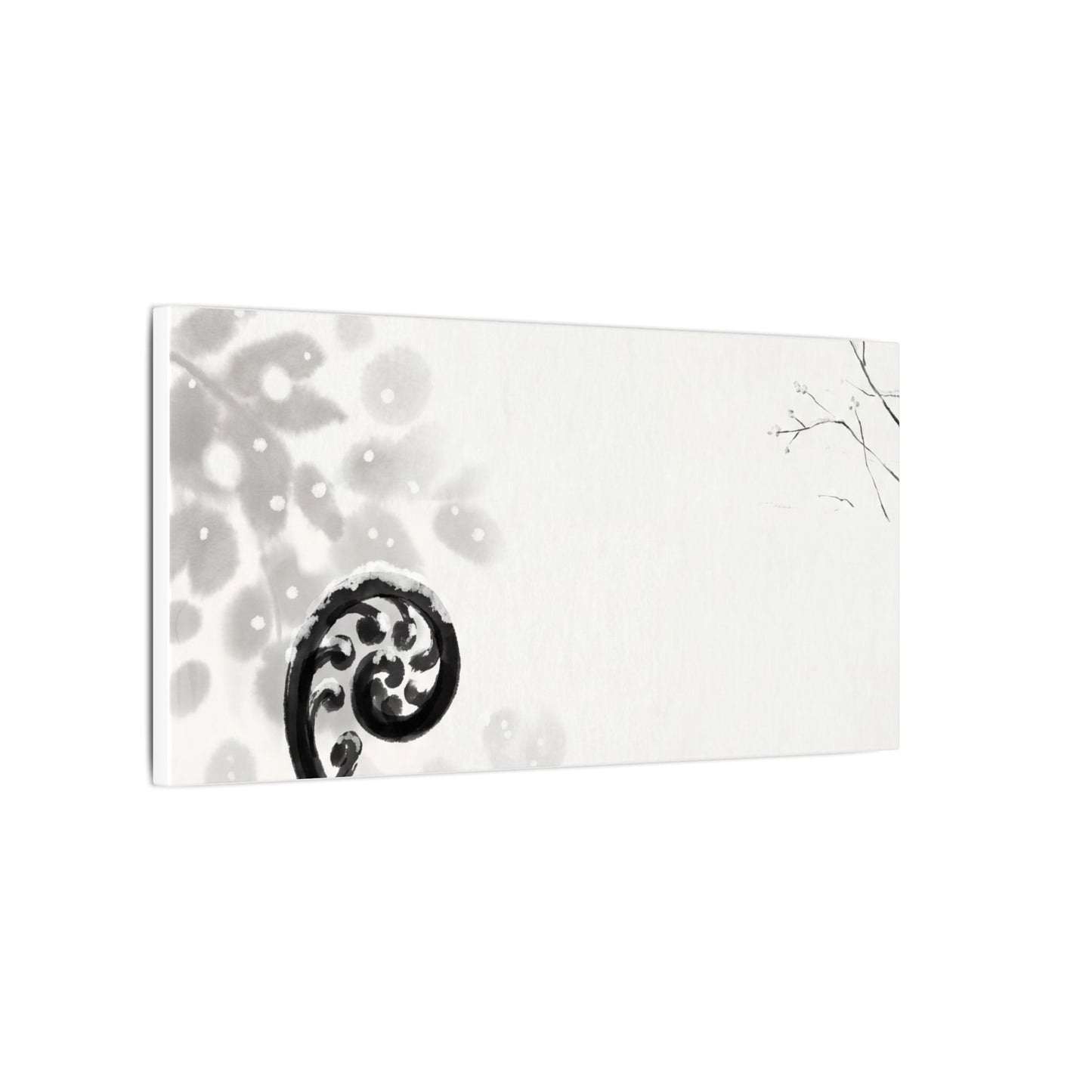 Winter Fern Unfurling Ukiyo E Inspired Canvas Art | Peaceful Decor