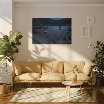 Kintsugi Moonlit Garden in Moonlight | Gold Repair Canvas Art
