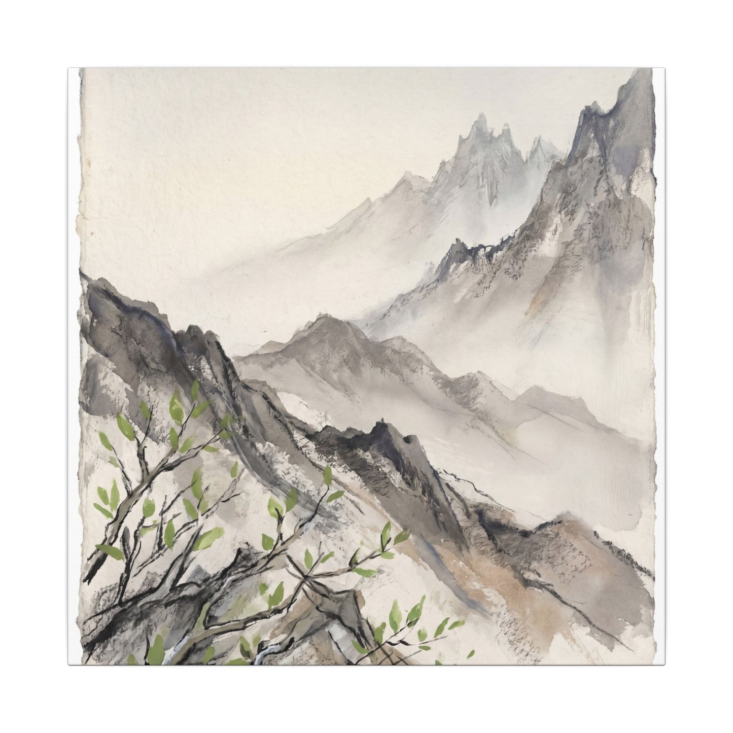 Spring Mountain Mist Texture Canvas Art | Warm Decor