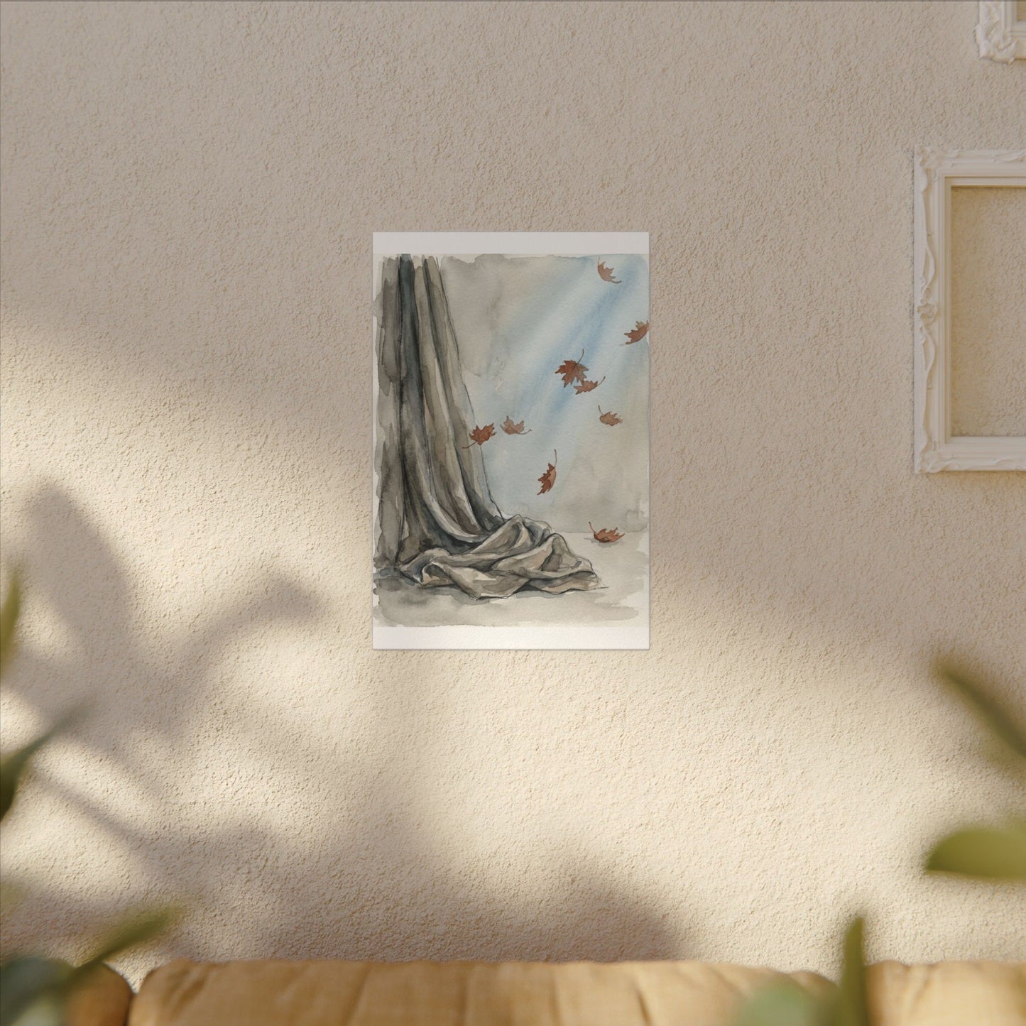 Ma Silk Drape Canvas Art - Japandi Watercolor