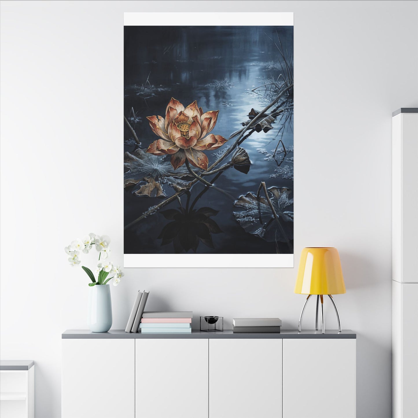 Winter Lotus Flower Broken Beauty Canvas Art | Healing Decor