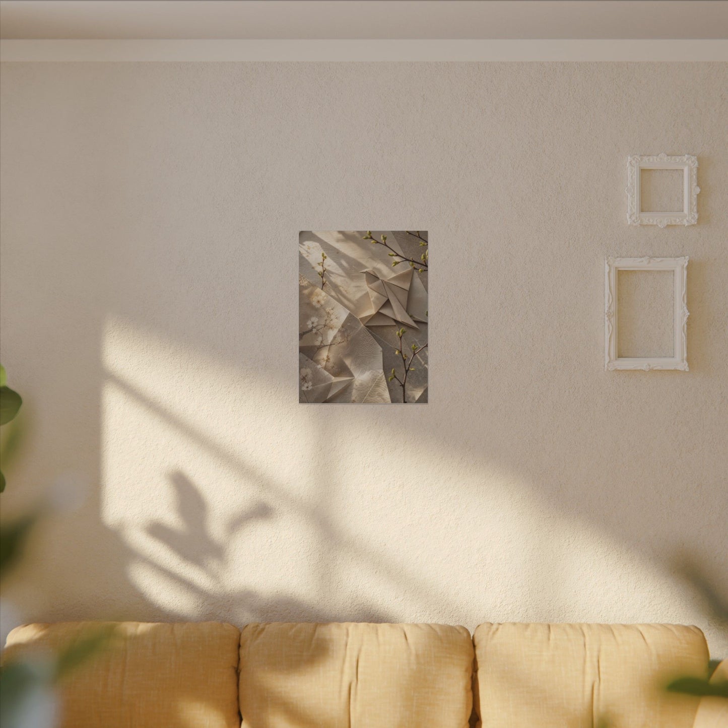 Golden Hour Paper Fold Canvas Art - Japandi Fukinsei