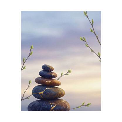 Spring River Stones Gold Vein Wall Art Print | Beautiful Decor