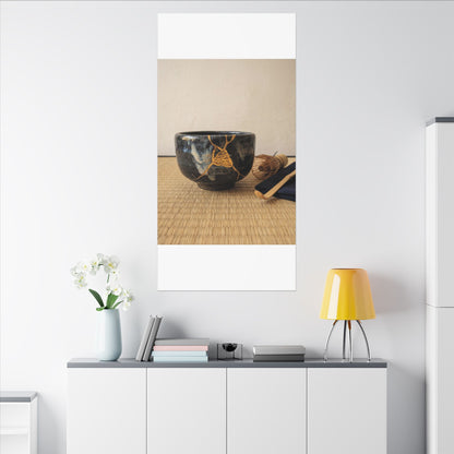 Kanso Tea Ceremony Canvas Art - Kintsugi Gold Vein