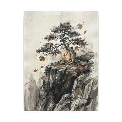 Pine Tree Autumn Canvas Art | Japandi Earthy Design