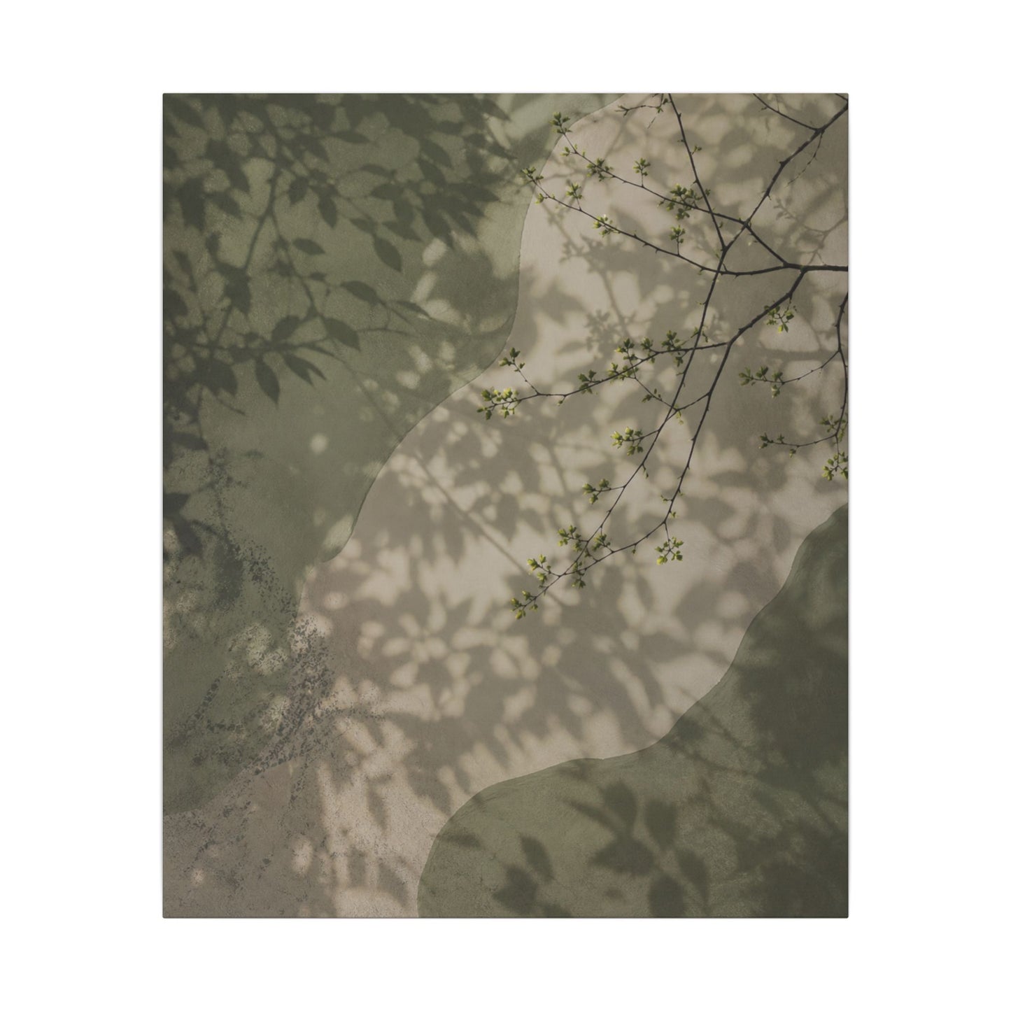 Neutral Shadow Play Canvas Art - Japanese Pattern Japandi