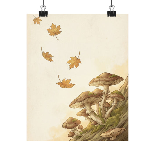 Wild Mushrooms Wall Art Print | Autumn Cottagecore Forest Whimsy Art Art Print