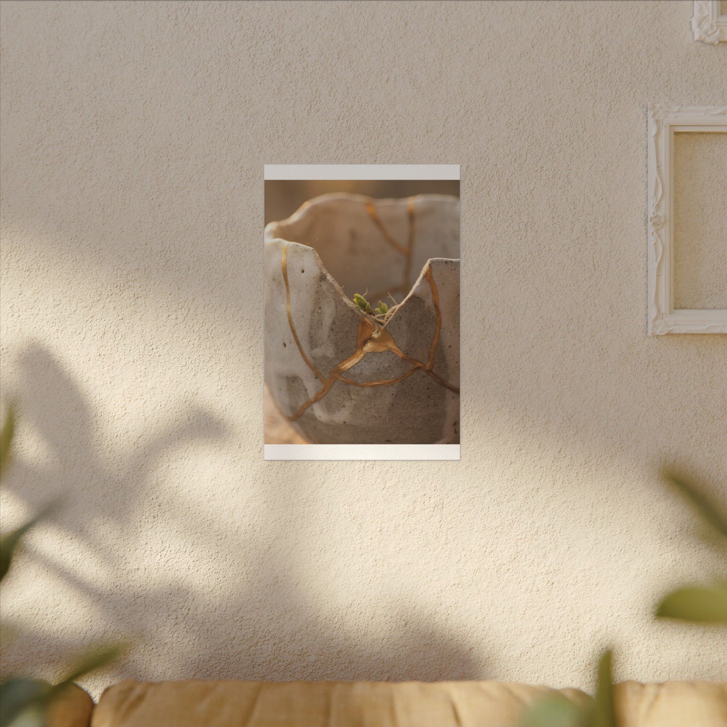 Golden Hour Broken Pottery Canvas Art - Japandi Kanso