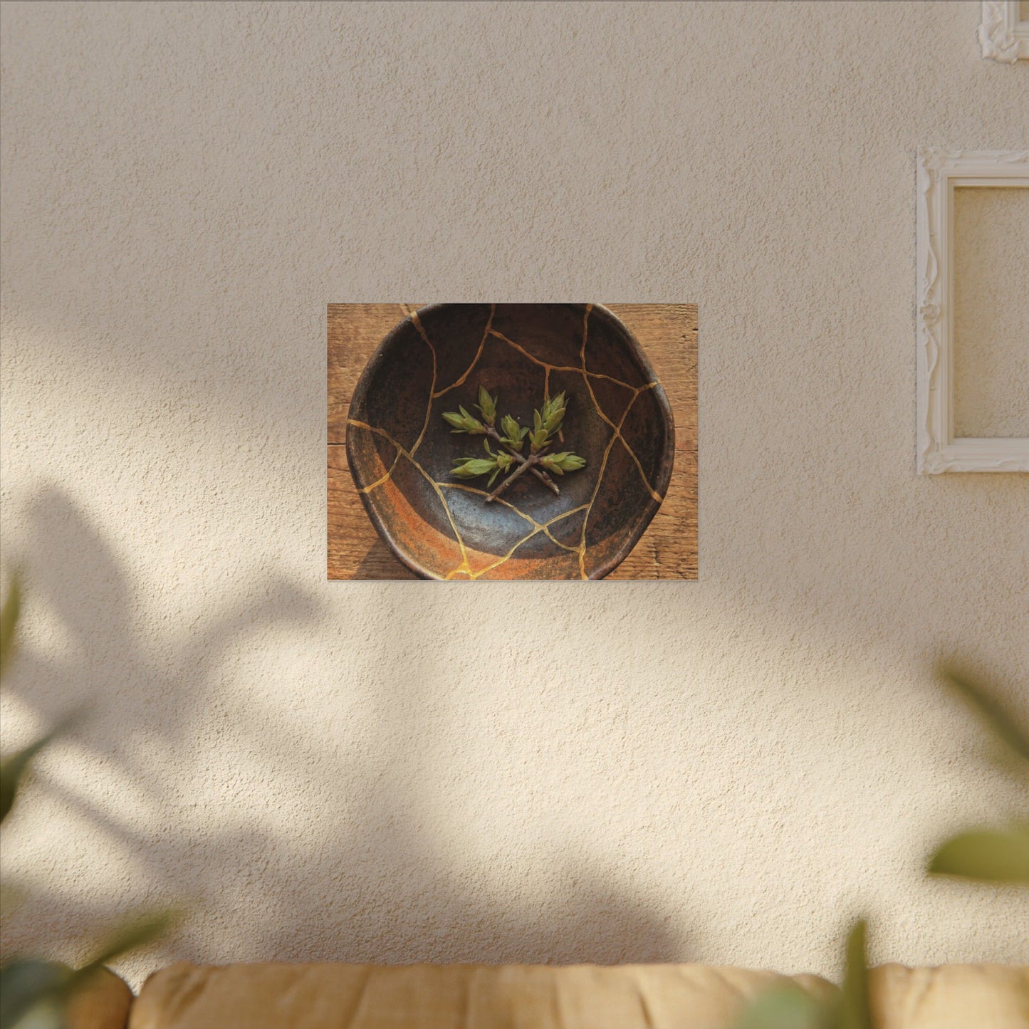 Ceramic Bowl Gold Repair Canvas Art | Resilient Kintsugi Art