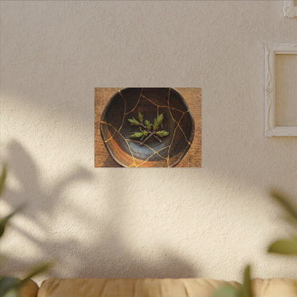 Ceramic Bowl Gold Repair Canvas Art | Resilient Kintsugi Art
