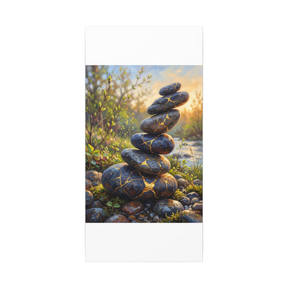 Spring River Stones Gold Repair Canvas Art | Healing Decor