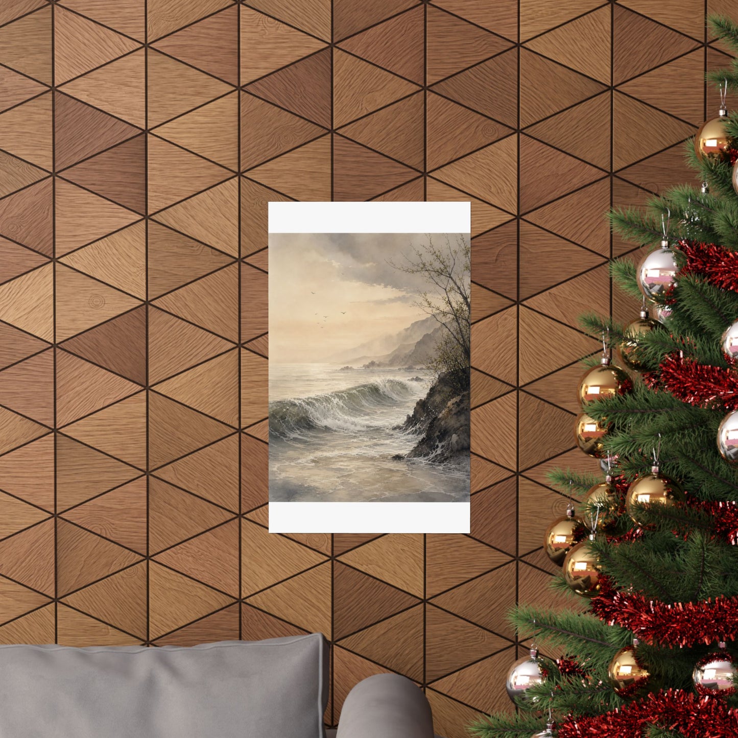 Warm Ocean Wave Wall Art Print - Watercolor Japandi
