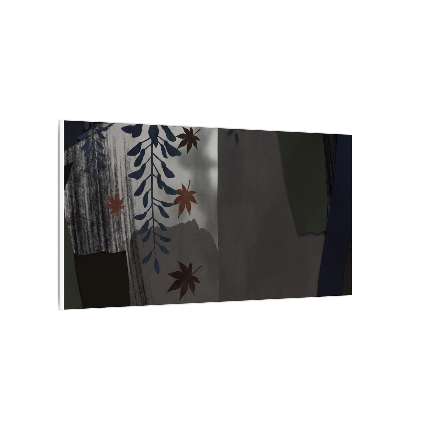 Wisteria Autumn Canvas Art | Dark Japandi Moody Design