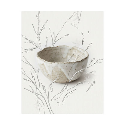 Japandi Ceramic Bowl in Overcast | Minimal Line Wall Art Print