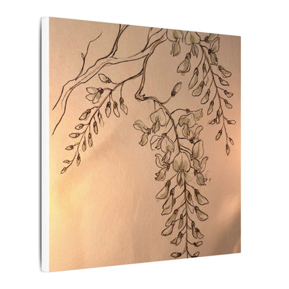 Japandi Wisteria in Candlelight | Minimal Line Canvas Art