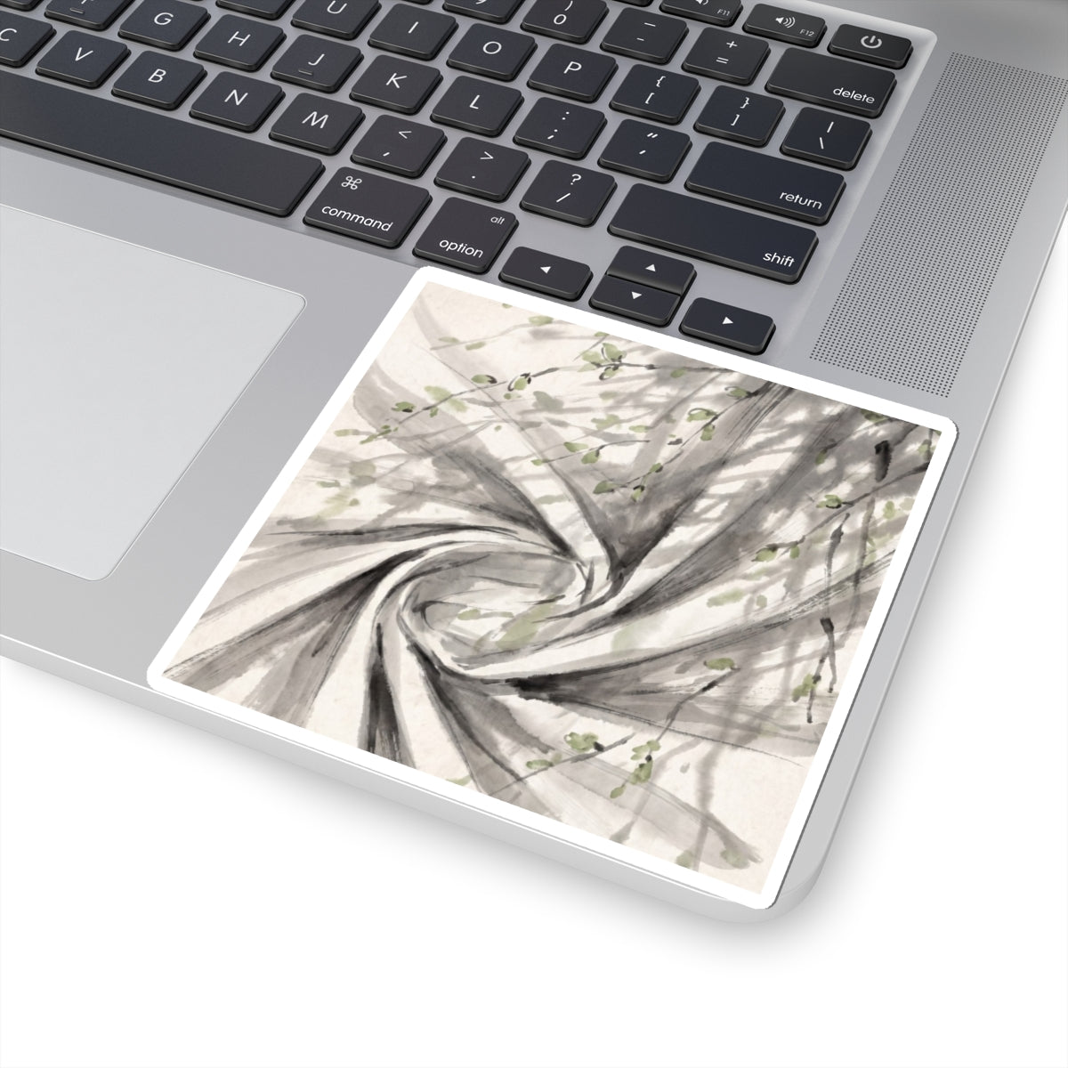 Silk Drape Sumi E Sticker | Tranquil Zen Art Art Print
