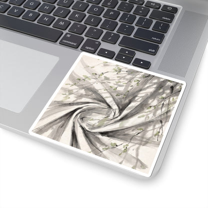 Silk Drape Sumi E Sticker | Tranquil Zen Art Art Print