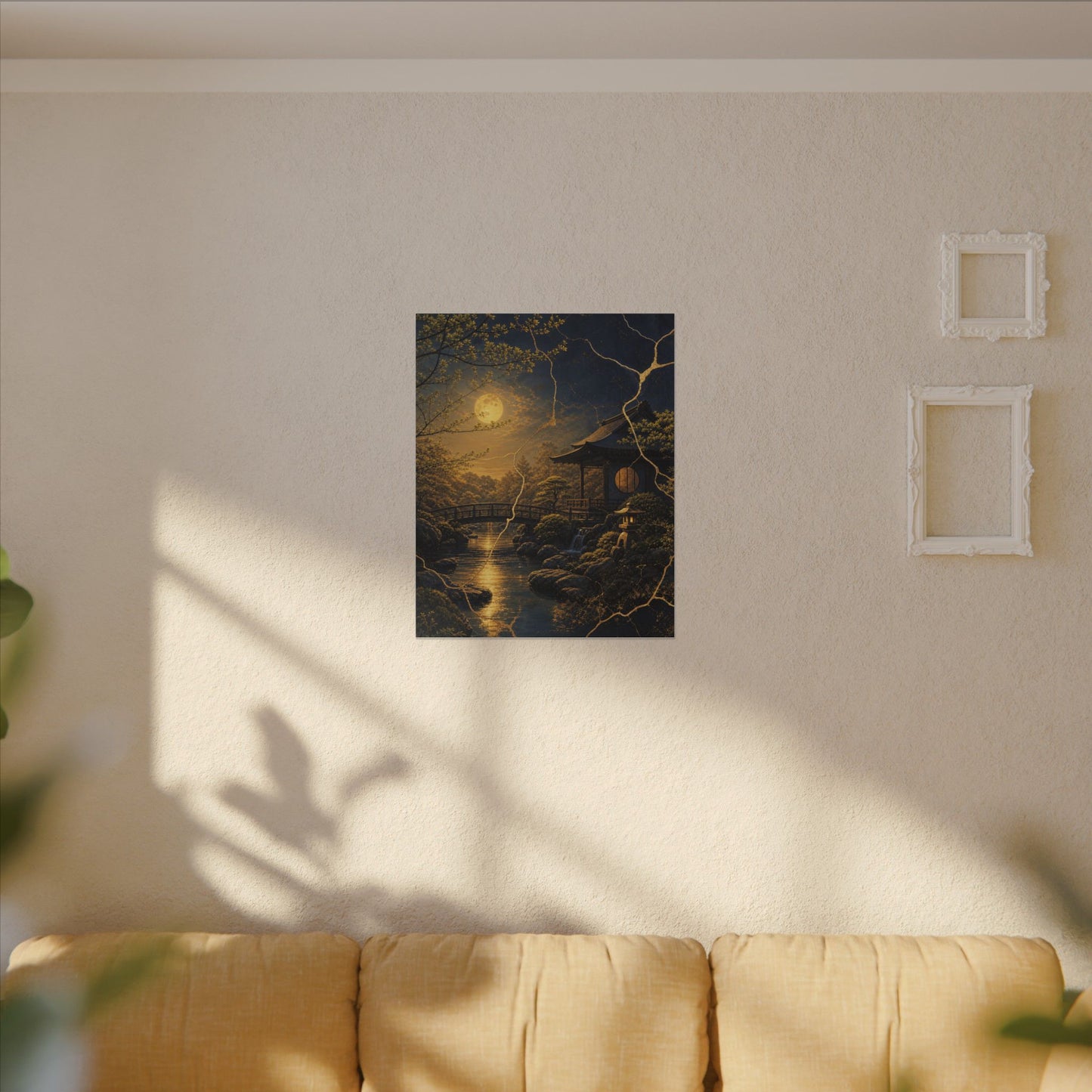Spring Moonlit Garden Gold Vein Canvas Art | Resilient Decor