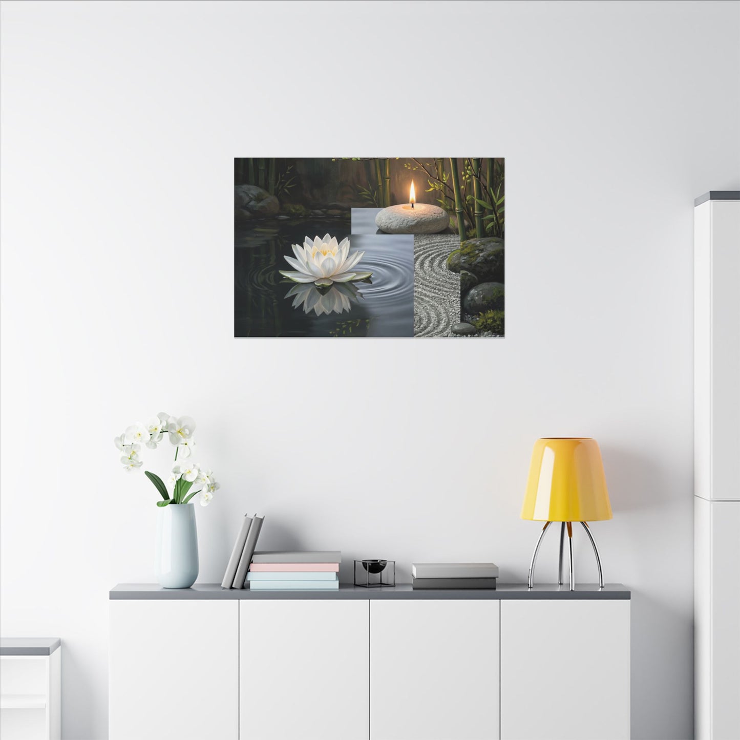 Candlelight Lotus Flower Canvas Art - Zen Kanso