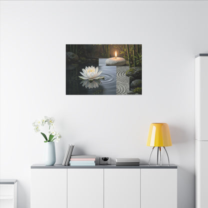Candlelight Lotus Flower Canvas Art - Zen Kanso
