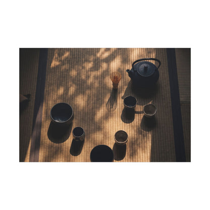 Shibui Tea Ceremony Canvas Art - Dark Japandi Shadow Zen