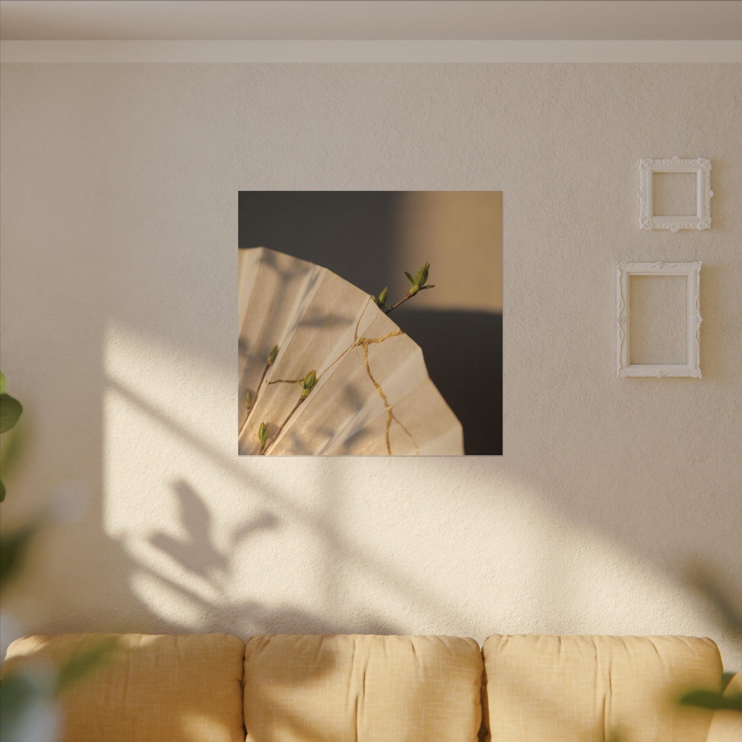 Paper Fold Gold Vein Canvas Art | Healing Kintsugi Art