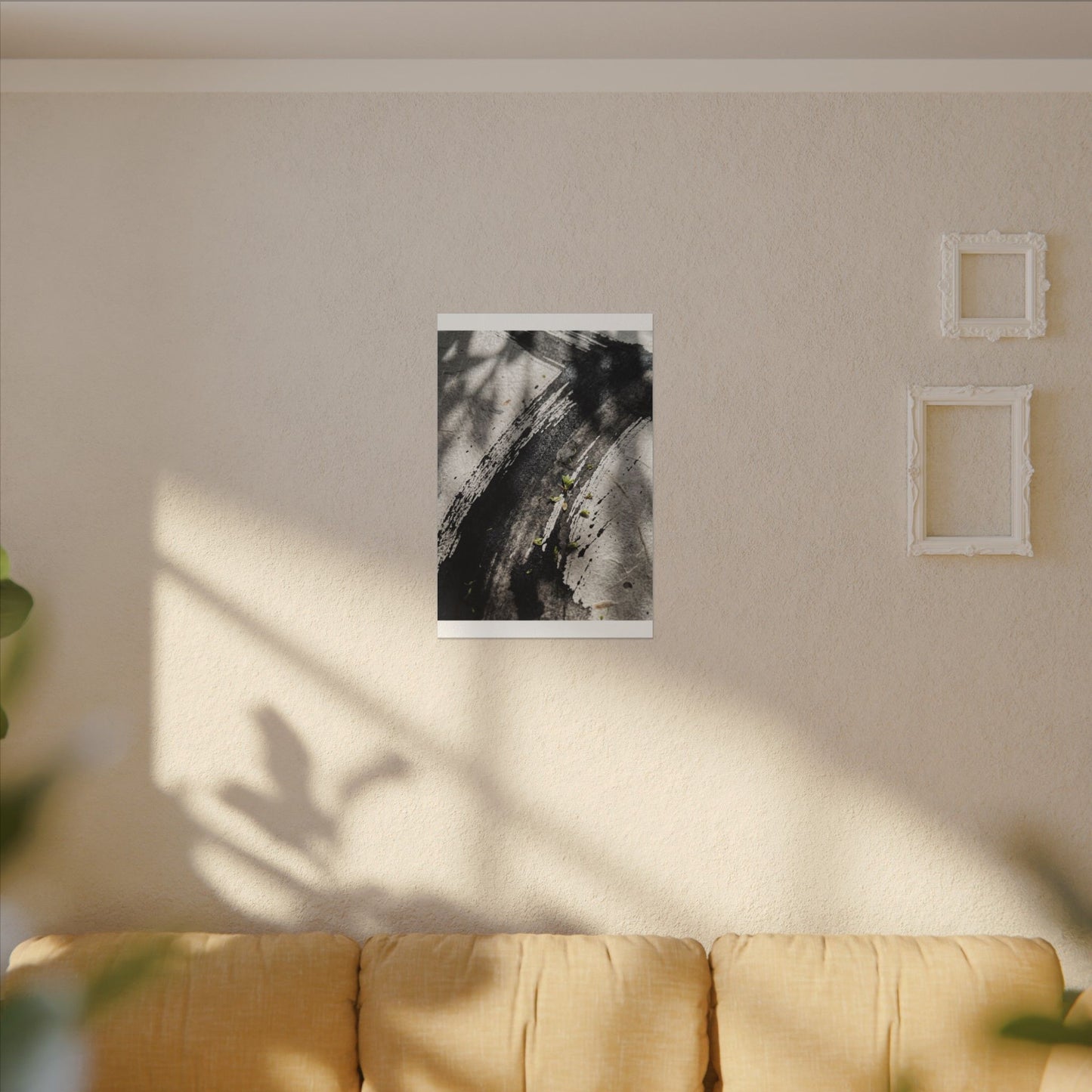Ink Brushstroke Canvas Art | Spring Dark Japandi Moody Minimal Art
