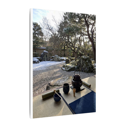 Winter Tea Ceremony Karesansui Canvas Art | Serene Decor