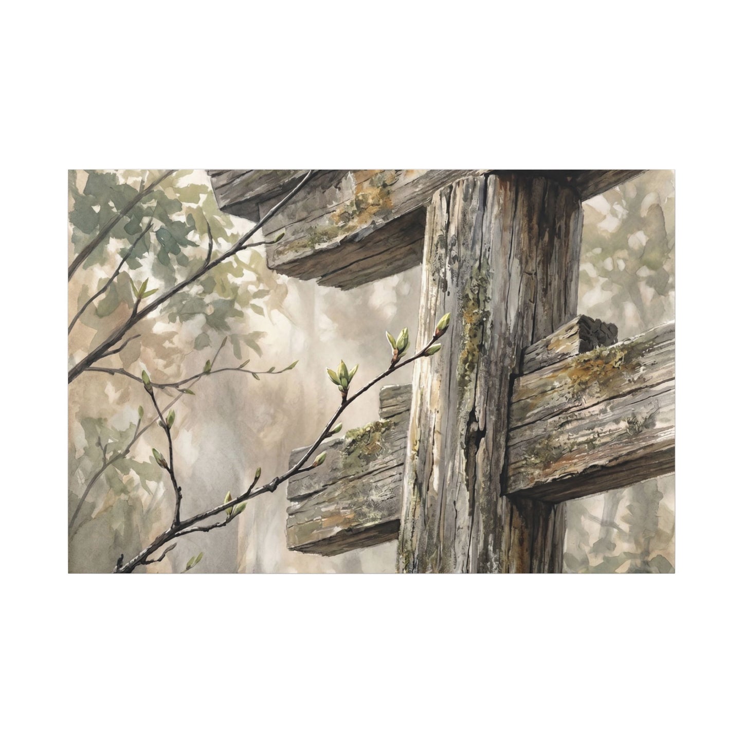 Torii Gate Spring Canvas Art | Japandi Neutral Design