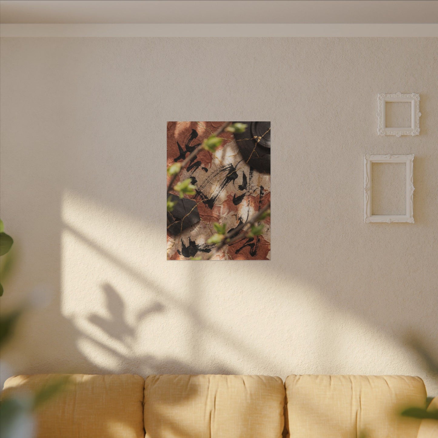 Datsuzoku Ink Brushstroke Canvas Art - Kintsugi Gold Repair