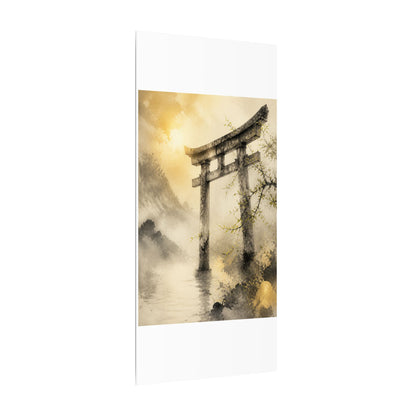 Spring Torii Gate Sumi E Canvas Art | Tranquil Decor