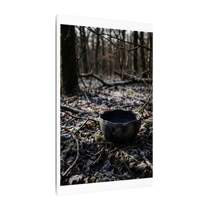 Dappled Ceramic Bowl Canvas Art - Dark Japandi Kanso