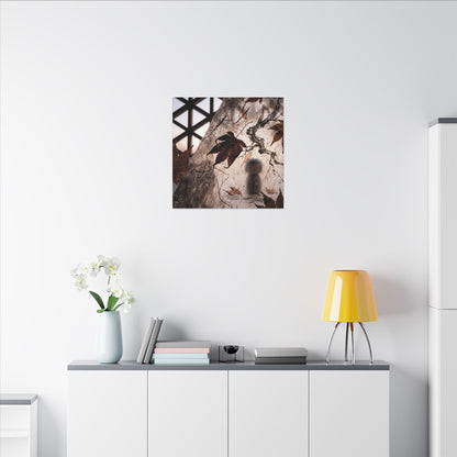 Shoji Screen Autumn Canvas Art | Dark Japandi Atmospheric Design