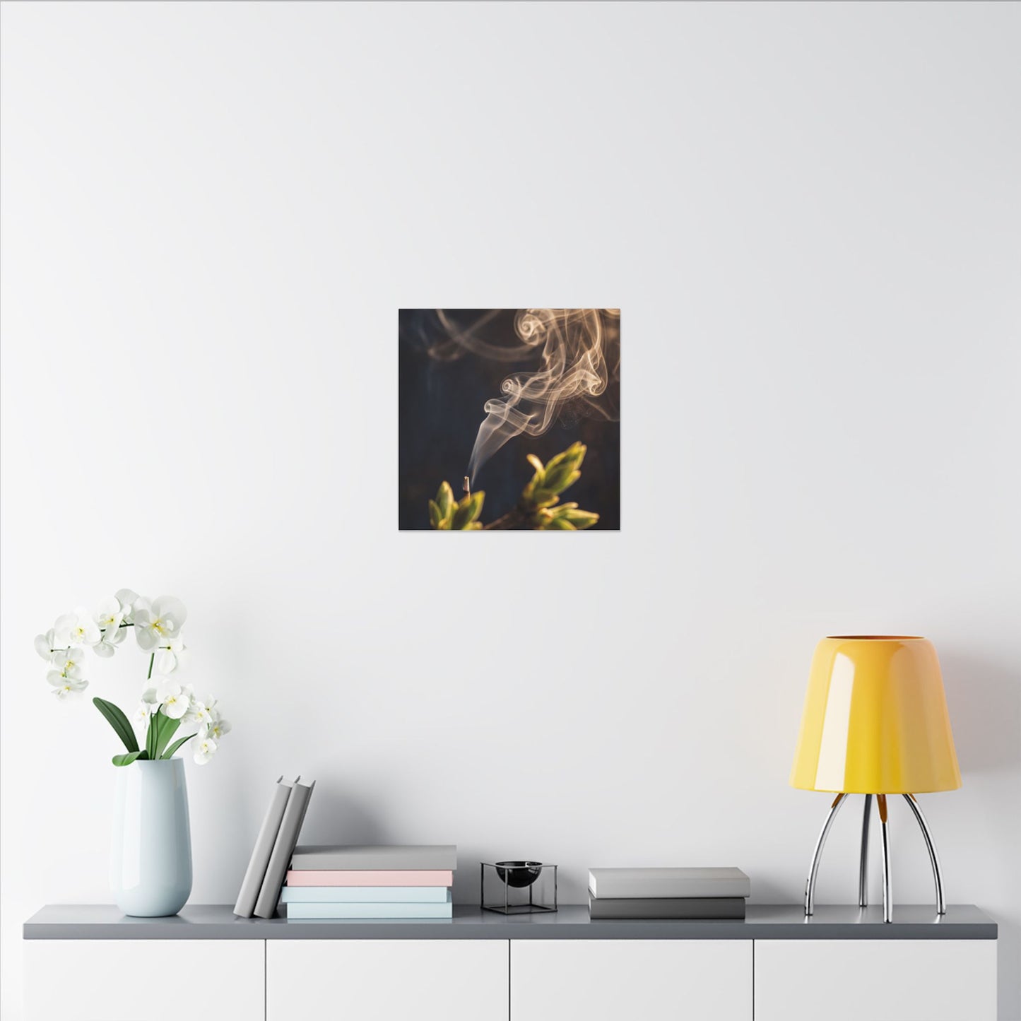 Incense Smoke Spring Canvas Art | Dark Japandi Atmospheric Design