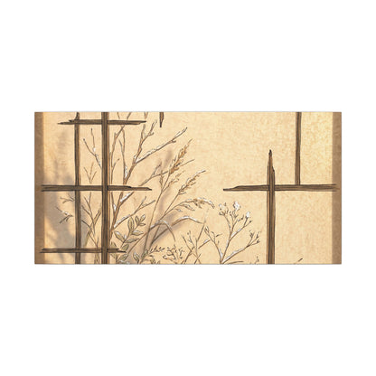 Shoji Screen Canvas Art | Winter Japandi Minimal Line Art