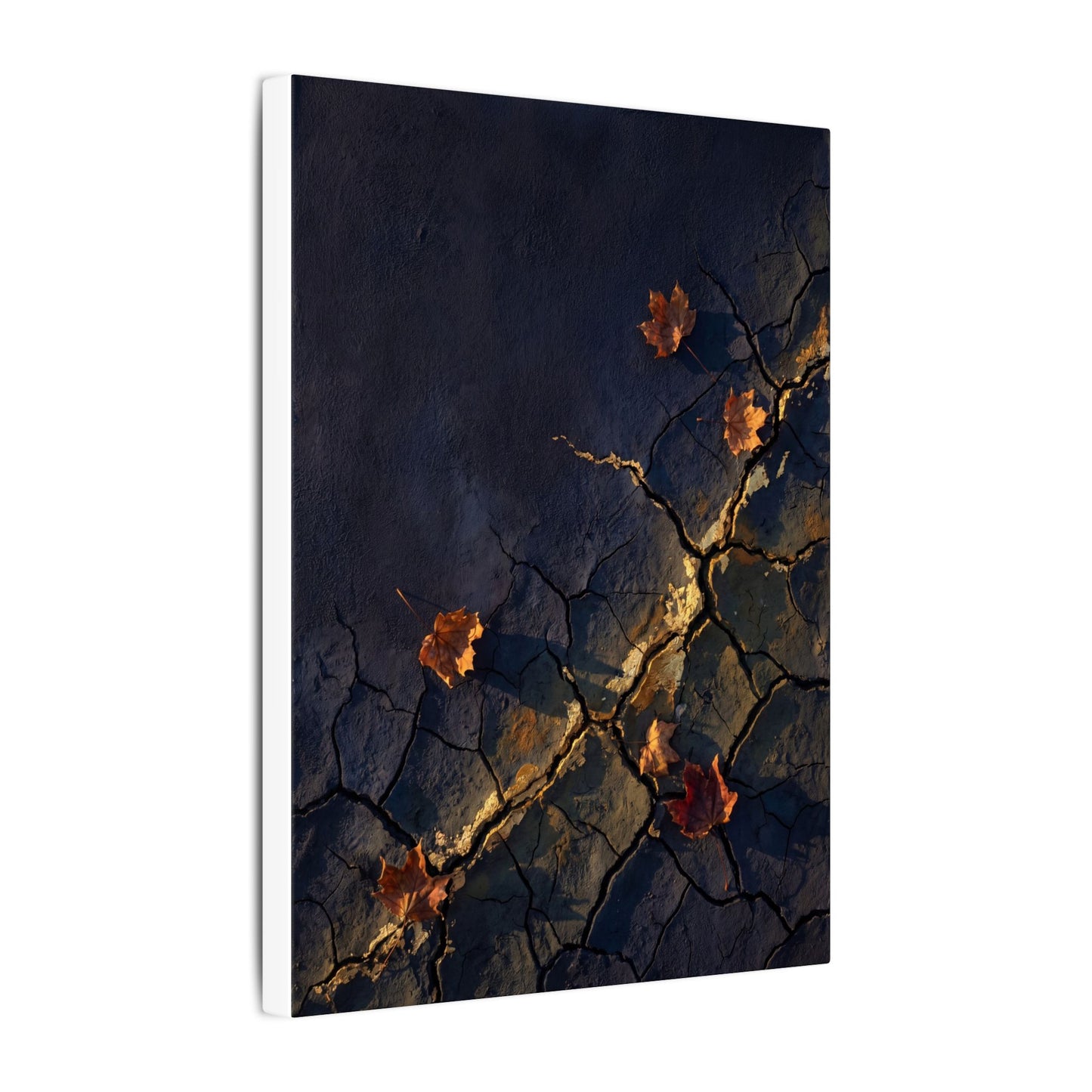 Cracked Earth Canvas Art | Autumn Dark Japandi Dark Texture Art