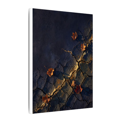 Cracked Earth Canvas Art | Autumn Dark Japandi Dark Texture Art